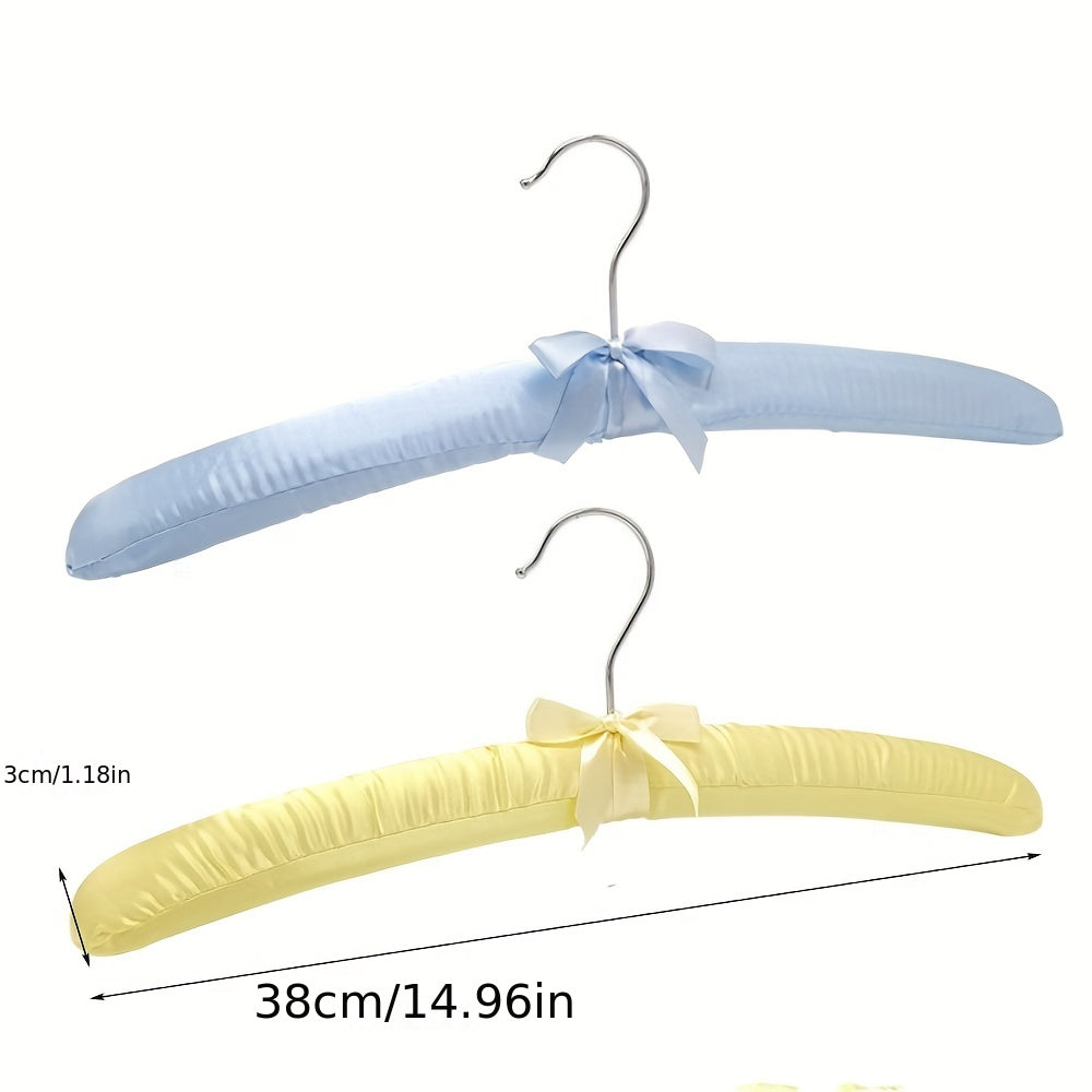 5pcs Satin Padded Clothes Hangers - Non-Slip, Space-Saving Design for Shirts, Dresses & Jackets, 360° Chrome Swivel Hook, Brown Bow Accent, Wrinkle-Free Display Racks