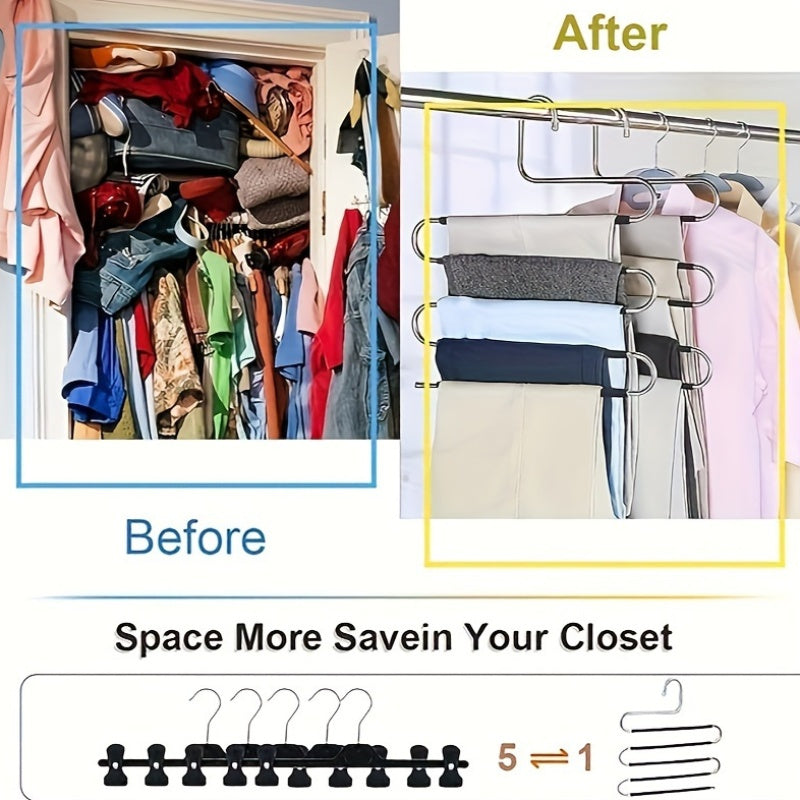 6-Pack Metal Hangers, 14.96in\u002F38cm, Multi-Use Clothes Hangers for Pants, Skirts, Belts, Ties, Scarves, Durable, Space-Saving Storage Organizers