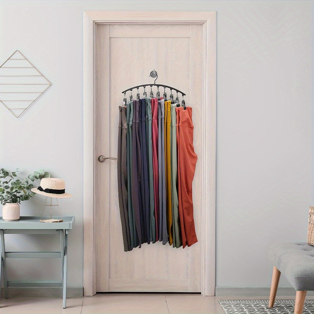10-Clip Windproof Stainless Steel Pants Hanger - Strong Clamping Force, Nano Rubber Non-Slip, Lightweight, Space-Saving Laundry Drying Rack with Clothes, Underwear, Hosiery Organizer for Closet Storage