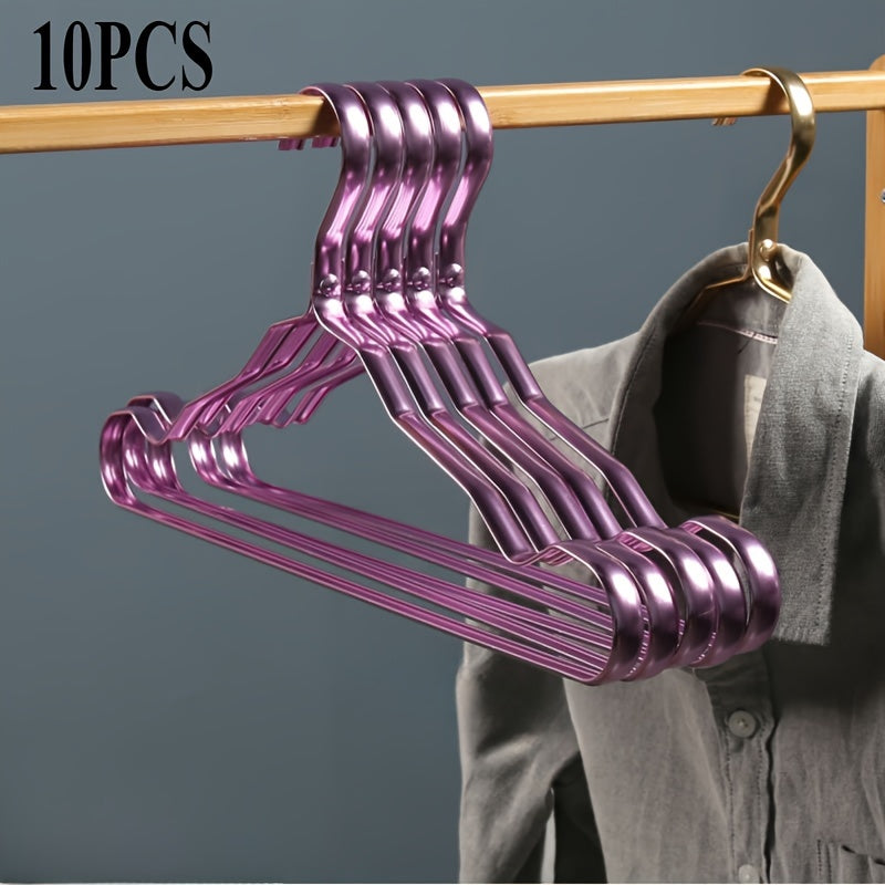 10pcs Rose Golden & Golden Aluminum Hangers - Non-Slip, Seamless Design For Coats And Clothing Storage In Bedrooms And Bathrooms