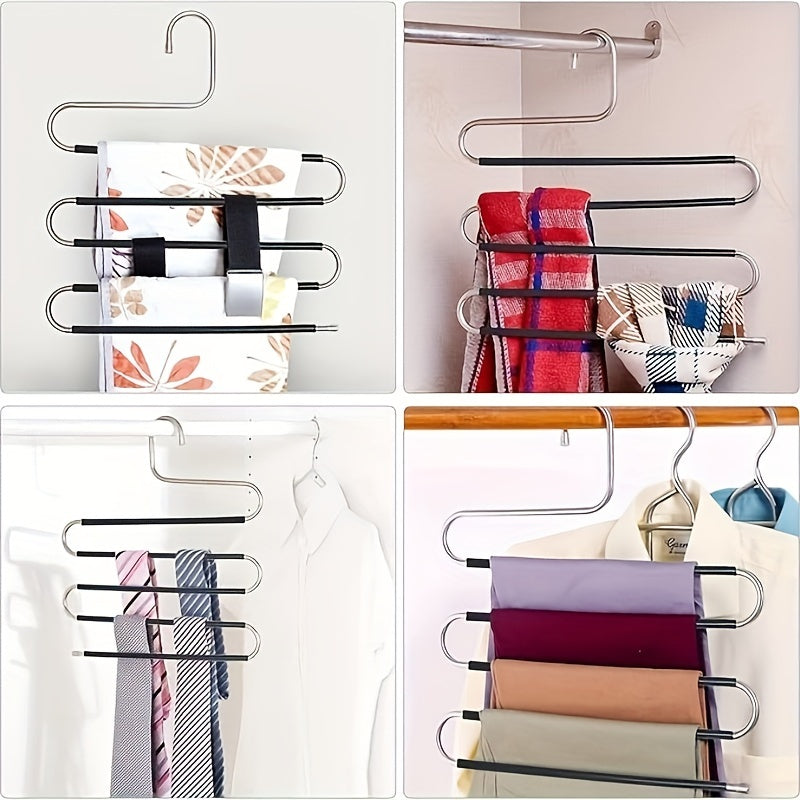 6-Pack Metal Hangers, 14.96in\u002F38cm, Multi-Use Clothes Hangers for Pants, Skirts, Belts, Ties, Scarves, Durable, Space-Saving Storage Organizers