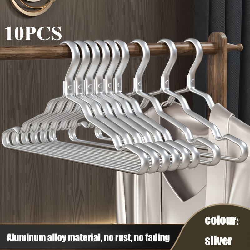 10pcs Rose Golden & Golden Aluminum Hangers - Non-Slip, Seamless Design For Coats And Clothing Storage In Bedrooms And Bathrooms