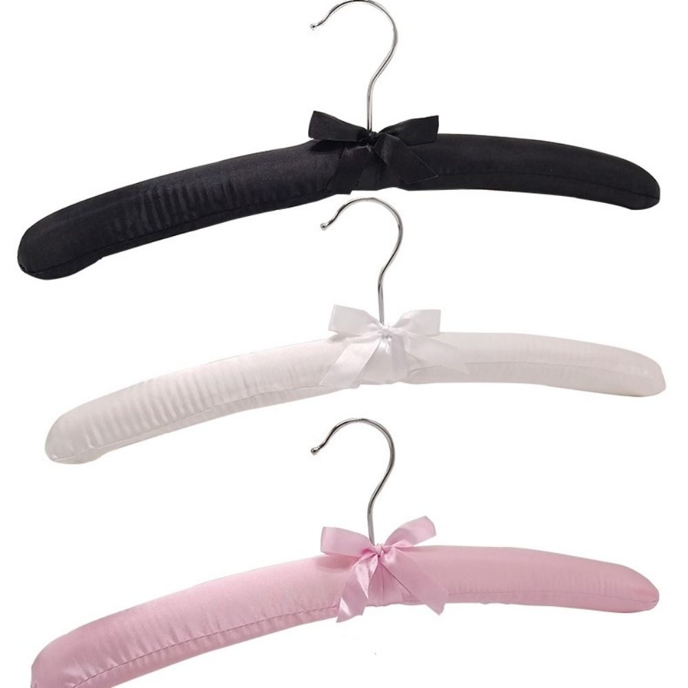 5pcs Satin Padded Clothes Hangers - Non-Slip, Space-Saving Design for Shirts, Dresses & Jackets, 360° Chrome Swivel Hook, Brown Bow Accent, Wrinkle-Free Display Racks