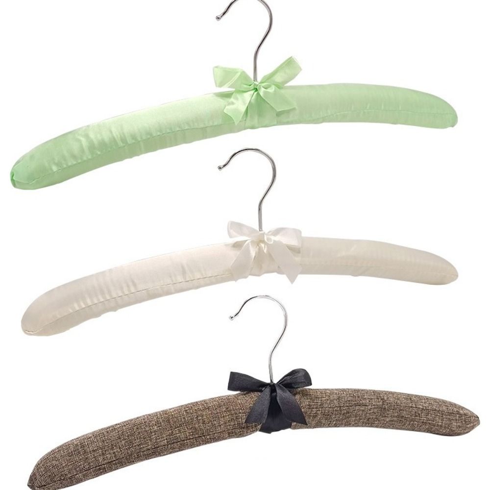 5pcs Satin Padded Clothes Hangers - Non-Slip, Space-Saving Design for Shirts, Dresses & Jackets, 360° Chrome Swivel Hook, Brown Bow Accent, Wrinkle-Free Display Racks