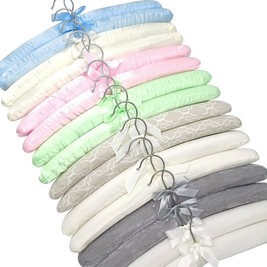 5pcs Satin Padded Clothes Hangers - Non-Slip, Space-Saving Design for Shirts, Dresses & Jackets, 360° Chrome Swivel Hook, Brown Bow Accent, Wrinkle-Free Display Racks
