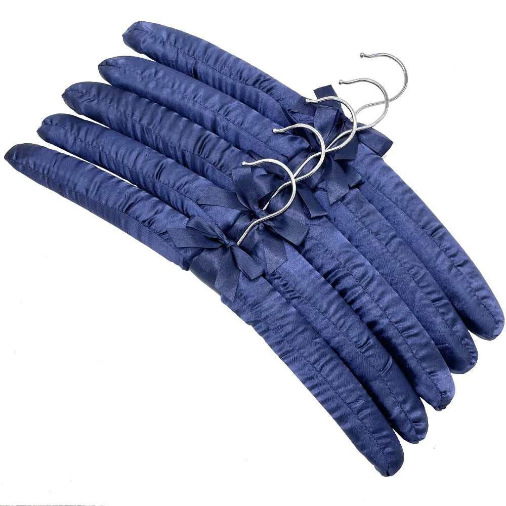 5pcs Satin Padded Clothes Hangers - Non-Slip, Space-Saving Design for Shirts, Dresses & Jackets, 360° Chrome Swivel Hook, Brown Bow Accent, Wrinkle-Free Display Racks