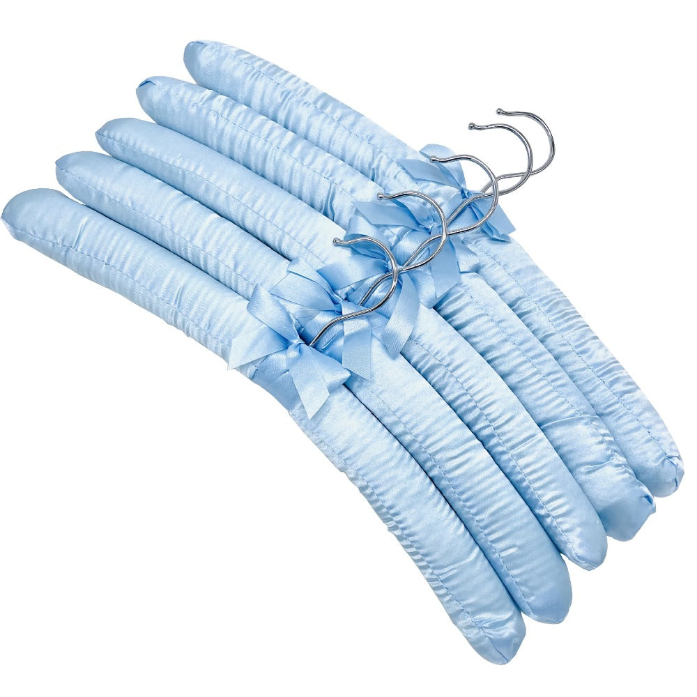 5pcs Satin Padded Clothes Hangers - Non-Slip, Space-Saving Design for Shirts, Dresses & Jackets, 360° Chrome Swivel Hook, Brown Bow Accent, Wrinkle-Free Display Racks