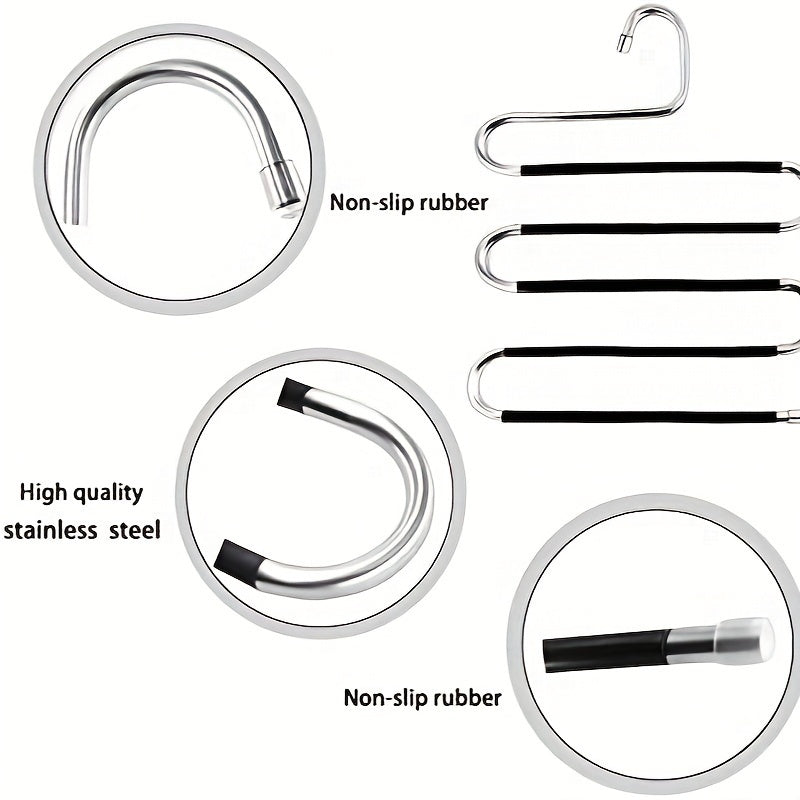 6-Pack Metal Hangers, 14.96in\u002F38cm, Multi-Use Clothes Hangers for Pants, Skirts, Belts, Ties, Scarves, Durable, Space-Saving Storage Organizers