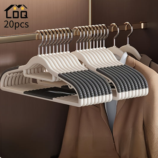 20pcs LDQ Heavy Duty Non-Slip Clothes Hangers - Traceless, Sturdy ABS Plastic Coat Racks for Efficient Drying & Storage in Bedroom, Bathroom & Home, Closet Organization | Sleek Hanger Design | Nonslip Design