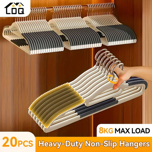 20pcs LDQ Heavy Duty Non-Slip Clothes Hangers - Traceless, Sturdy ABS Plastic Coat Racks for Efficient Drying & Storage in Bedroom, Bathroom & Home, Closet Organization | Sleek Hanger Design | Nonslip Design