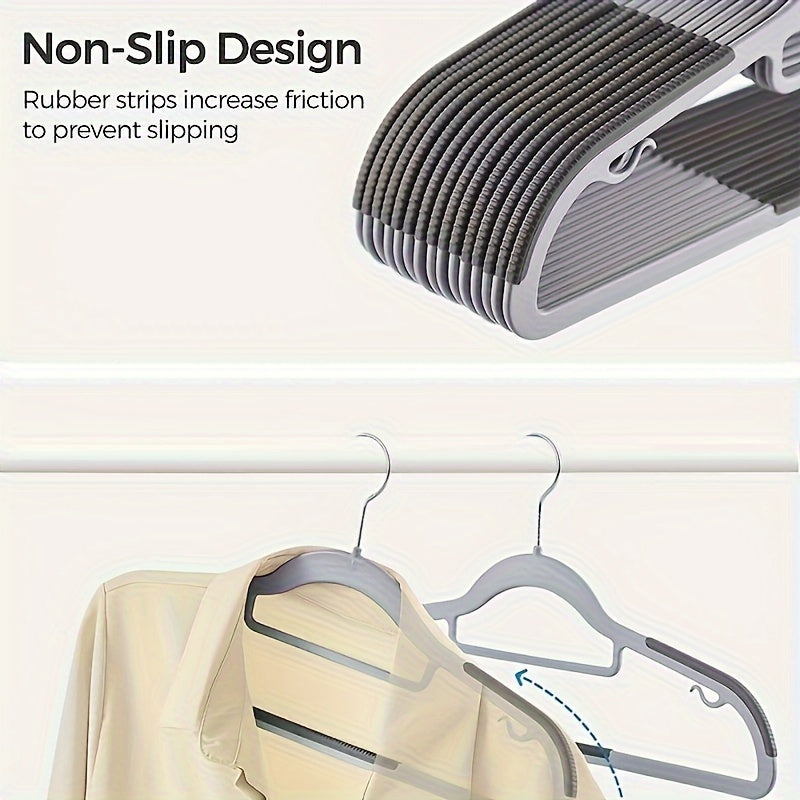 20pcs LDQ Heavy Duty Non-Slip Clothes Hangers - Traceless, Sturdy ABS Plastic Coat Racks for Efficient Drying & Storage in Bedroom, Bathroom & Home, Closet Organization | Sleek Hanger Design | Nonslip Design