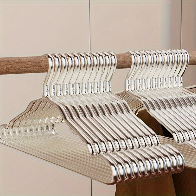 10pcs Rose Golden & Golden Aluminum Hangers - Non-Slip, Seamless Design For Coats And Clothing Storage In Bedrooms And Bathrooms