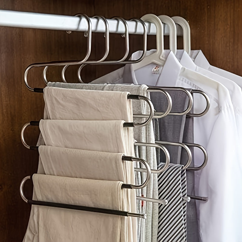 6-Pack Metal Hangers, 14.96in\u002F38cm, Multi-Use Clothes Hangers for Pants, Skirts, Belts, Ties, Scarves, Durable, Space-Saving Storage Organizers