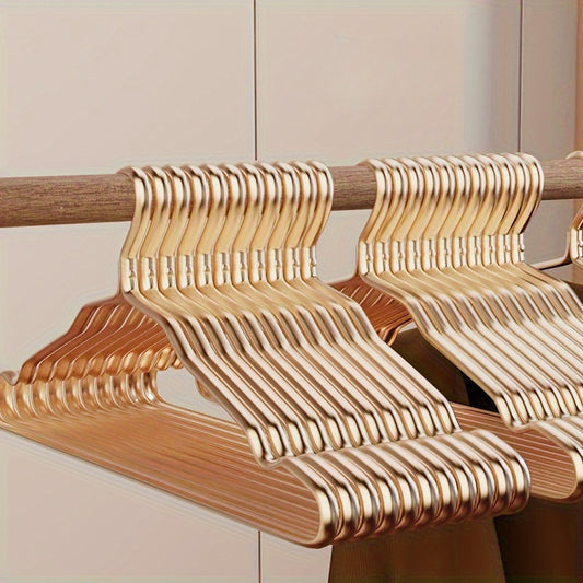10pcs Rose Golden & Golden Aluminum Hangers - Non-Slip, Seamless Design For Coats And Clothing Storage In Bedrooms And Bathrooms