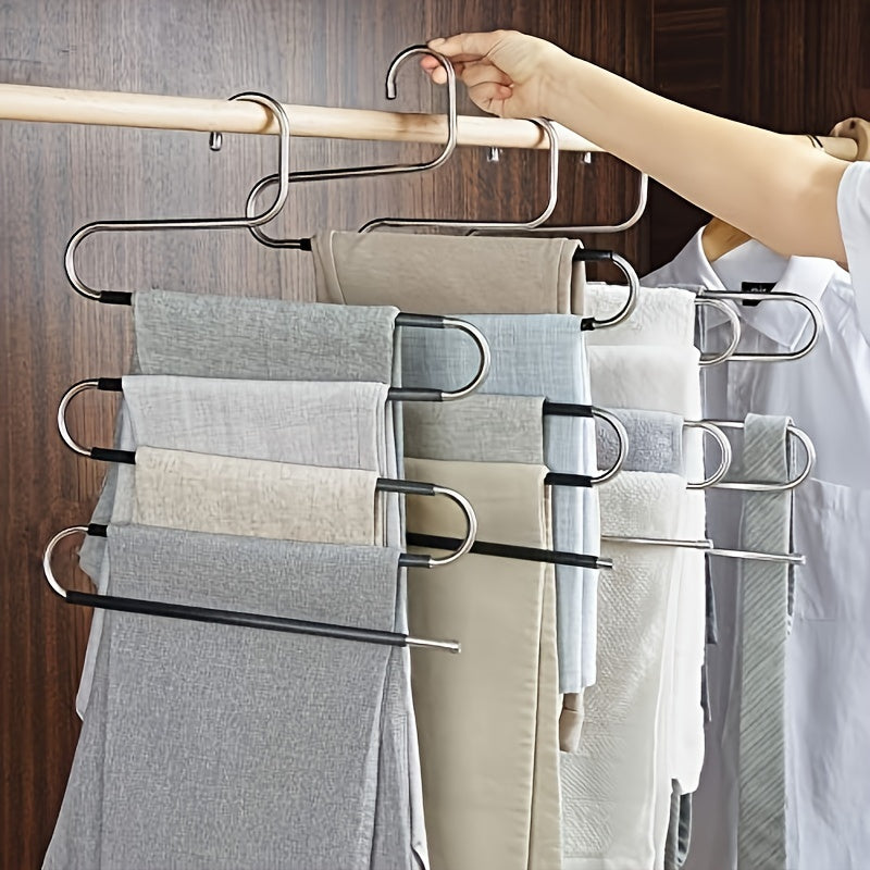 6-Pack Metal Hangers, 14.96in\u002F38cm, Multi-Use Clothes Hangers for Pants, Skirts, Belts, Ties, Scarves, Durable, Space-Saving Storage Organizers