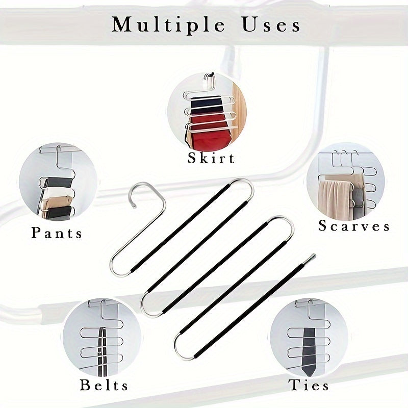 6-Pack Metal Hangers, 14.96in\u002F38cm, Multi-Use Clothes Hangers for Pants, Skirts, Belts, Ties, Scarves, Durable, Space-Saving Storage Organizers