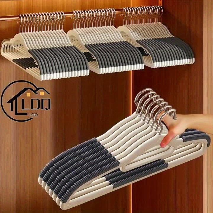 20pcs LDQ Heavy Duty Non-Slip Clothes Hangers - Traceless, Sturdy ABS Plastic Coat Racks for Efficient Drying & Storage in Bedroom, Bathroom & Home, Closet Organization | Sleek Hanger Design | Nonslip Design