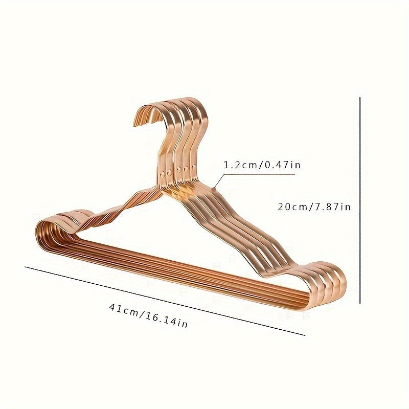 10pcs Rose Golden & Golden Aluminum Hangers - Non-Slip, Seamless Design For Coats And Clothing Storage In Bedrooms And Bathrooms