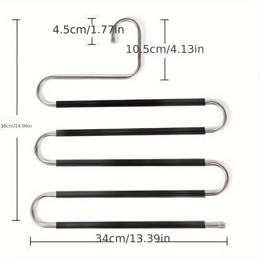 6-Pack Metal Hangers, 14.96in\u002F38cm, Multi-Use Clothes Hangers for Pants, Skirts, Belts, Ties, Scarves, Durable, Space-Saving Storage Organizers