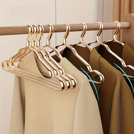 10pcs Rose Golden & Golden Aluminum Hangers - Non-Slip, Seamless Design For Coats And Clothing Storage In Bedrooms And Bathrooms
