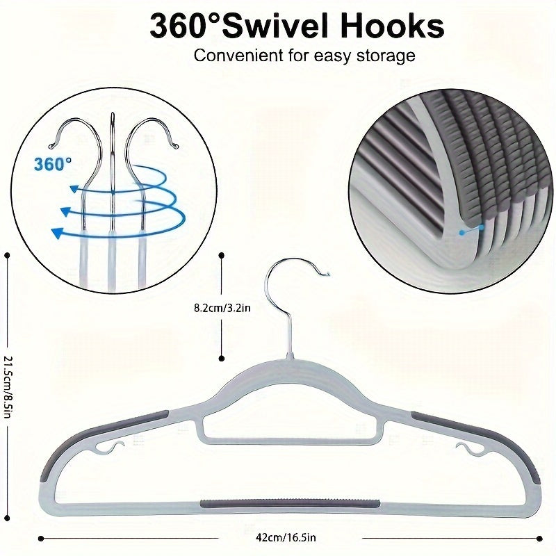 20pcs LDQ Heavy Duty Non-Slip Clothes Hangers - Traceless, Sturdy ABS Plastic Coat Racks for Efficient Drying & Storage in Bedroom, Bathroom & Home, Closet Organization | Sleek Hanger Design | Nonslip Design