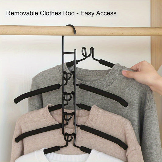 5-Pack Heavy Duty Space Saving Hangers-5-In-1 Multi-Layer Metal Band Non-Slip Foam Mats, Suitable for Coats, Sweaters, Suits And T-Shirts